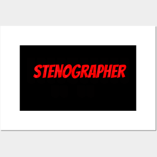 Red and black stenographer steno machine keys Posters and Art